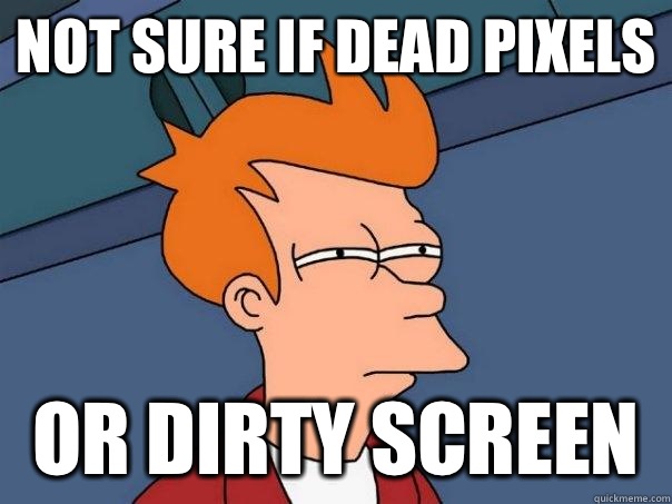 not sure if dead pixels Or dirty screen  Futurama Fry