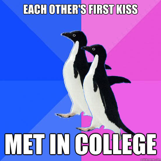 each other's first kiss met in college  Socially Awkward Couple