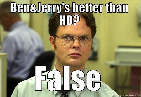 Be smart - BEN&JERRY'S BETTER THAN HD? FALSE Schrute