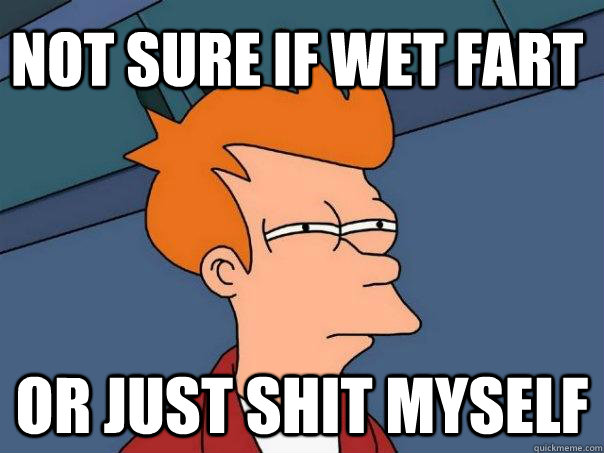 not sure if wet fart or just shit myself  Futurama Fry