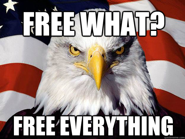 free what? free everything - free what? free everything  Patriotic Eagle