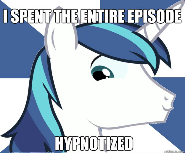 i spent the entire episode hypnotized  shining armor in a nutshell