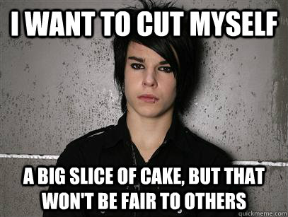 i want to cut myself a big slice of cake, but that won't be fair to others  