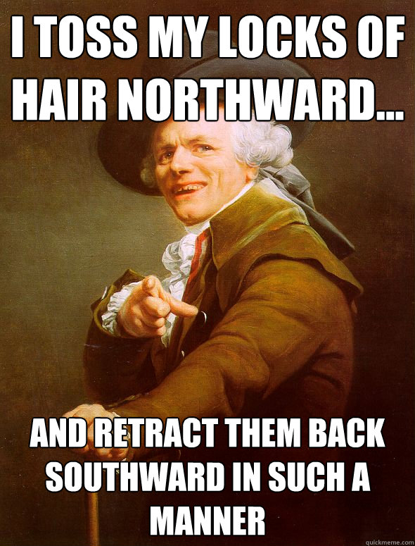 i toss my locks of hair northward... and retract them back southward in such a manner  Joseph Ducreux