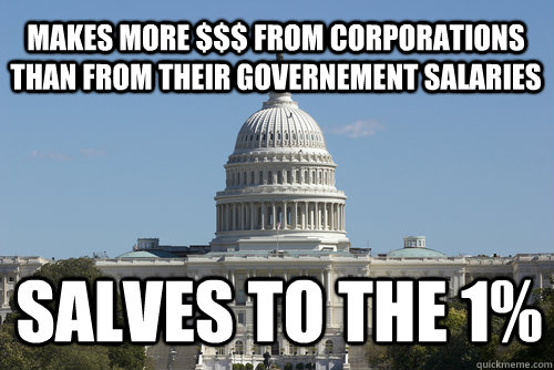 Makes More $$$ From Corporations than from their governement salaries salves to the 1%  Scumbag Congress