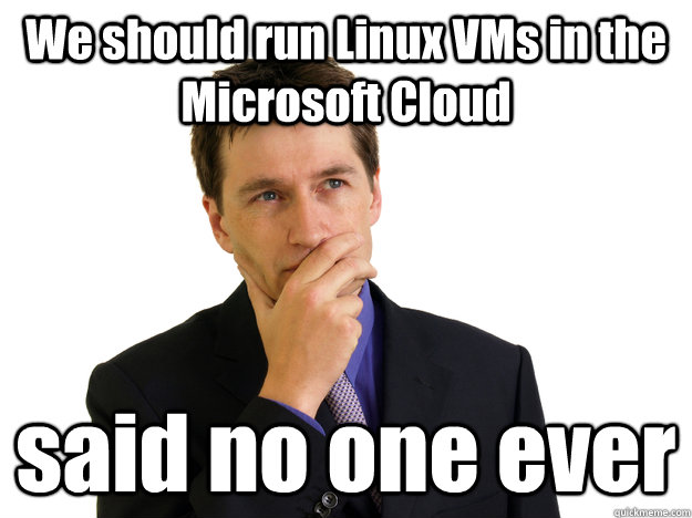 We should run Linux VMs in the Microsoft Cloud said no one ever  Said No One