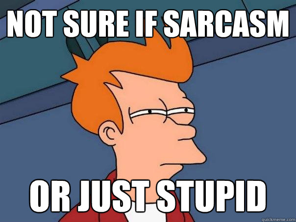 not sure if sarcasm or just stupid  Futurama Fry