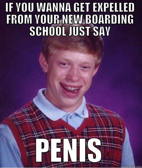 How to get expelled  - IF YOU WANNA GET EXPELLED FROM YOUR NEW BOARDING SCHOOL JUST SAY PENIS Bad Luck Brian