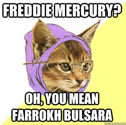 Freddie mercury? OH, YOU MEAN FARROKH BULSARA  Hipster Kitty