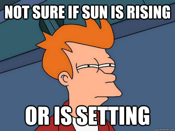 Not sure if sun is rising Or is setting - Not sure if sun is rising Or is setting  Futurama Fry