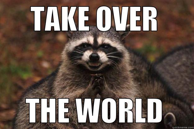 TAKE OVER THE WORLD Evil Plotting Raccoon