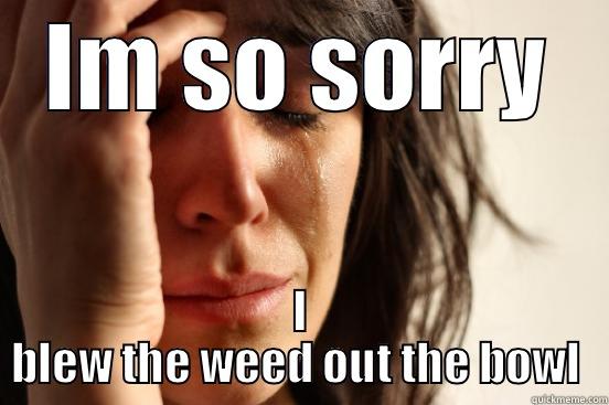 IM SO SORRY I BLEW THE WEED OUT THE BOWL  First World Problems