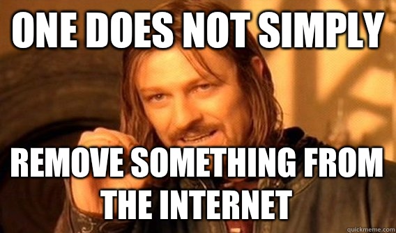 ONE DOES NOT SIMPLY REMOVE SOMETHING FROM THE INTERNET - ONE DOES NOT SIMPLY REMOVE SOMETHING FROM THE INTERNET  One Does Not Simply