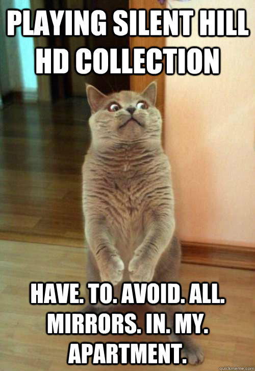 Playing Silent Hill HD Collection Have. to. Avoid. all. Mirrors. in. my. apartment.  Horrorcat