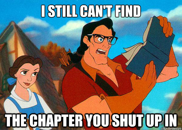 I still can't find The chapter you shut Up in   Hipster Gaston