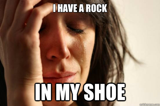 I have a rock in my shoe  First World Problems