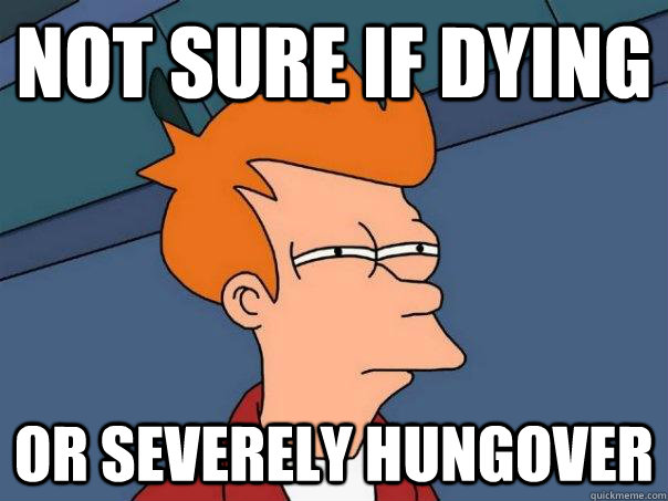 Not sure if dying Or severely hungover  Futurama Fry