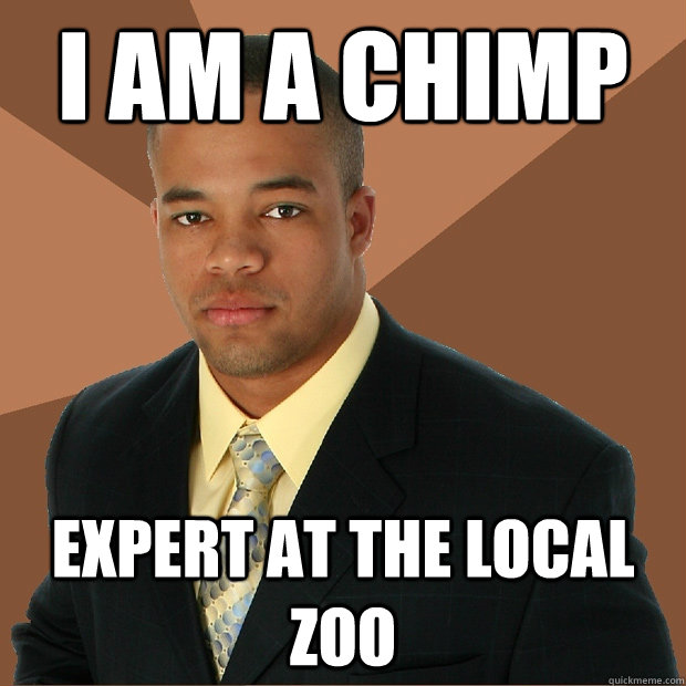 I am a Chimp Expert at the local Zoo   Successful Black Man