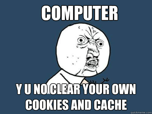 computer y u no clear your own cookies and cache  Y U No