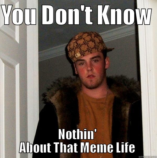 YOU DON'T KNOW  NOTHIN' ABOUT THAT MEME LIFE Scumbag Steve