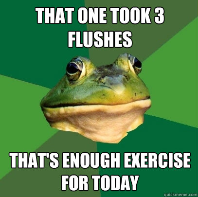 that one took 3 flushes that's enough exercise for today - that one took 3 flushes that's enough exercise for today  Foul Bachelor Frog