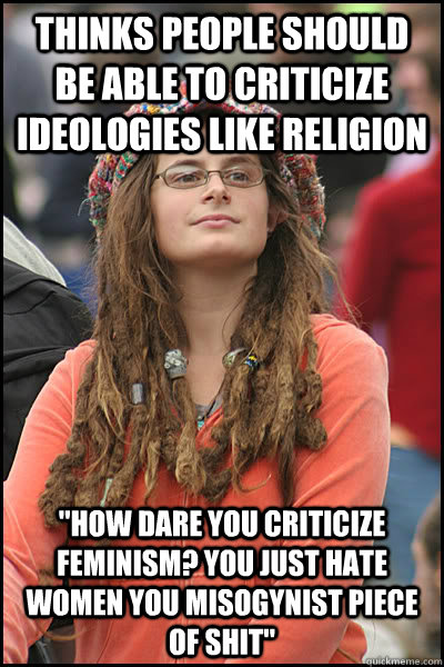 Thinks people should be able to criticize ideologies like religion 