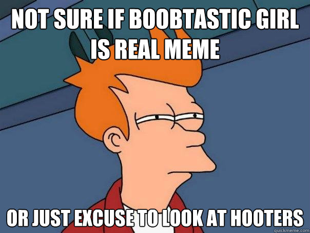 not sure if boobtastic girl is real meme or just excuse to look at hooters  Futurama Fry