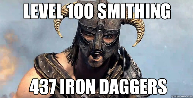 LEVEL 100 SMITHING 437 IRON DAGGERS  skyrim