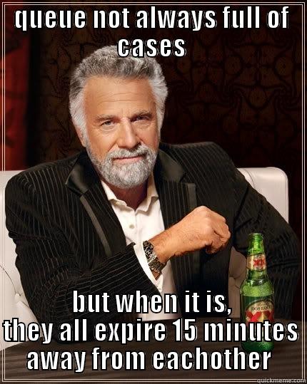 remake oh c'mon - QUEUE NOT ALWAYS FULL OF CASES BUT WHEN IT IS, THEY ALL EXPIRE 15 MINUTES AWAY FROM EACH OTHER  The Most Interesting Man In The World