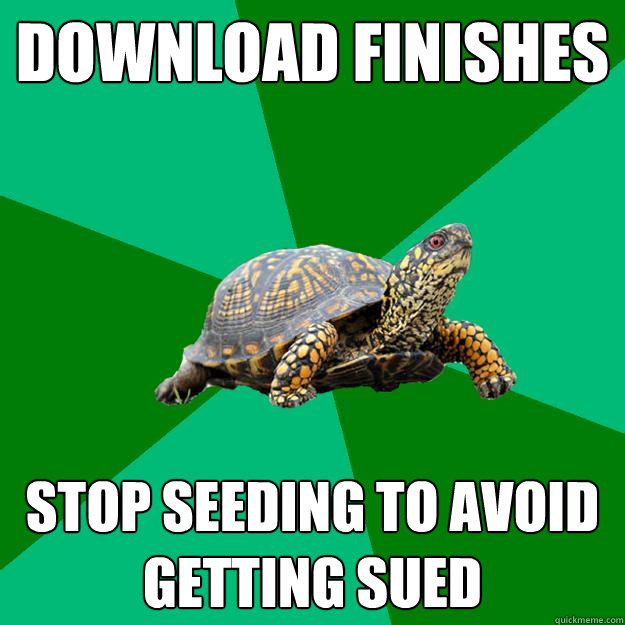 download finishes stop seeding to avoid getting sued  Torrenting Turtle