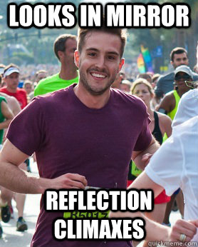 Looks in mirror Reflection climaxes - Looks in mirror Reflection climaxes  Ridiculously photogenic guy