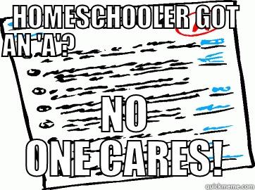 HOMESCHOOLER GOT AN 'A'?                                                            NO ONE CARES! Misc