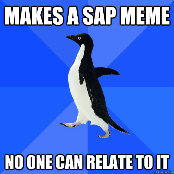 Makes a SAP meme no one can relate to it - Makes a SAP meme no one can relate to it  Socially Awkward Penguin