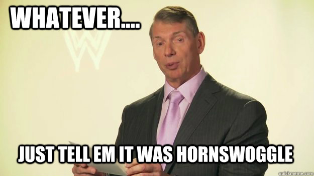 Whatever.... just tell em it was Hornswoggle  Vince McMahon WWE