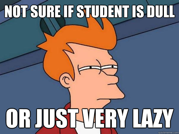 Not sure if student is dull or just very lazy - Not sure if student is dull or just very lazy  Futurama Fry