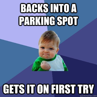 Backs into a parking spot gets it on first try  Success Kid