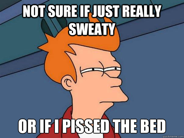 Not sure if just really sweaty Or if i pissed the bed  Futurama Fry