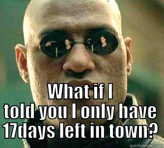  WHAT IF I TOLD YOU I ONLY HAVE 17DAYS LEFT IN TOWN? Matrix Morpheus