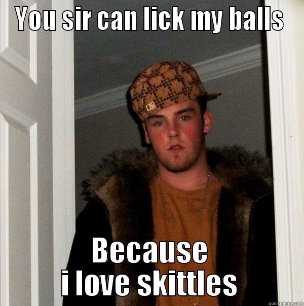 YOU SIR CAN LICK MY BALLS BECAUSE I LOVE SKITTLES Scumbag Steve