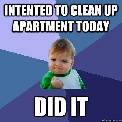 Intented to clean up apartment today did it  Success Kid