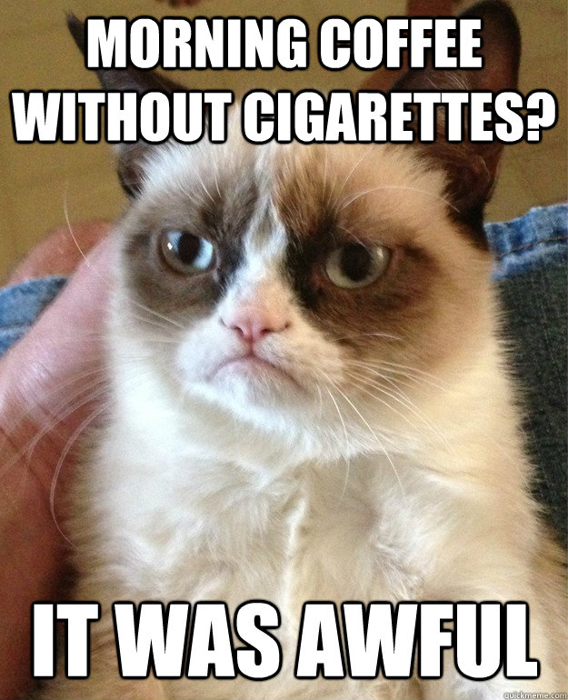 morning coffee without cigarettes? it was awful  Grumpy Cat