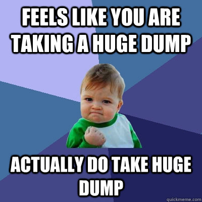 Feels like you are taking a huge dump Actually do take huge dump  Success Kid