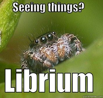 Meanwhile, in detox... -       SEEING THINGS?           LIBRIUM Misunderstood Spider