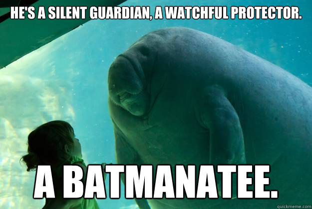 He's a silent guardian, a watchful protector. A Batmanatee. - He's a silent guardian, a watchful protector. A Batmanatee.  Overlord Manatee