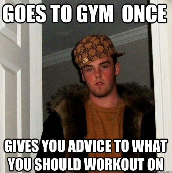 goes to gym  once  gives you advice to what you should workout on   Scumbag Steve