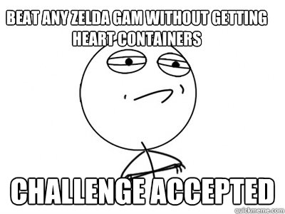 Beat any zelda gam without getting heart containers challenge accepted  Challenge Accepted