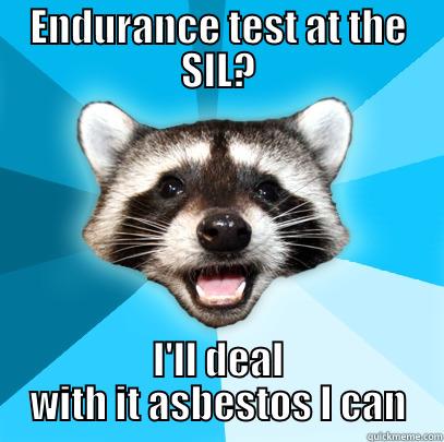 lame pun tester - ENDURANCE TEST AT THE SIL? I'LL DEAL WITH IT ASBESTOS I CAN Lame Pun Coon