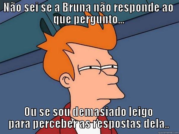 NÃO SEI SE A BRUNA NÃO RESPONDE AO QUE PERGUNTO... OU SE SOU DEMASIADO LEIGO PARA PERCEBER AS RESPOSTAS DELA.. Futurama Fry