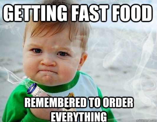 Getting fast food Remembered to order everything - Getting fast food Remembered to order everything  BAked sucess kid