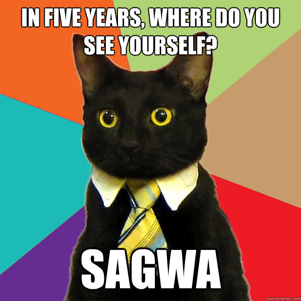 In five years, where do you see yourself? Sagwa  Business Cat